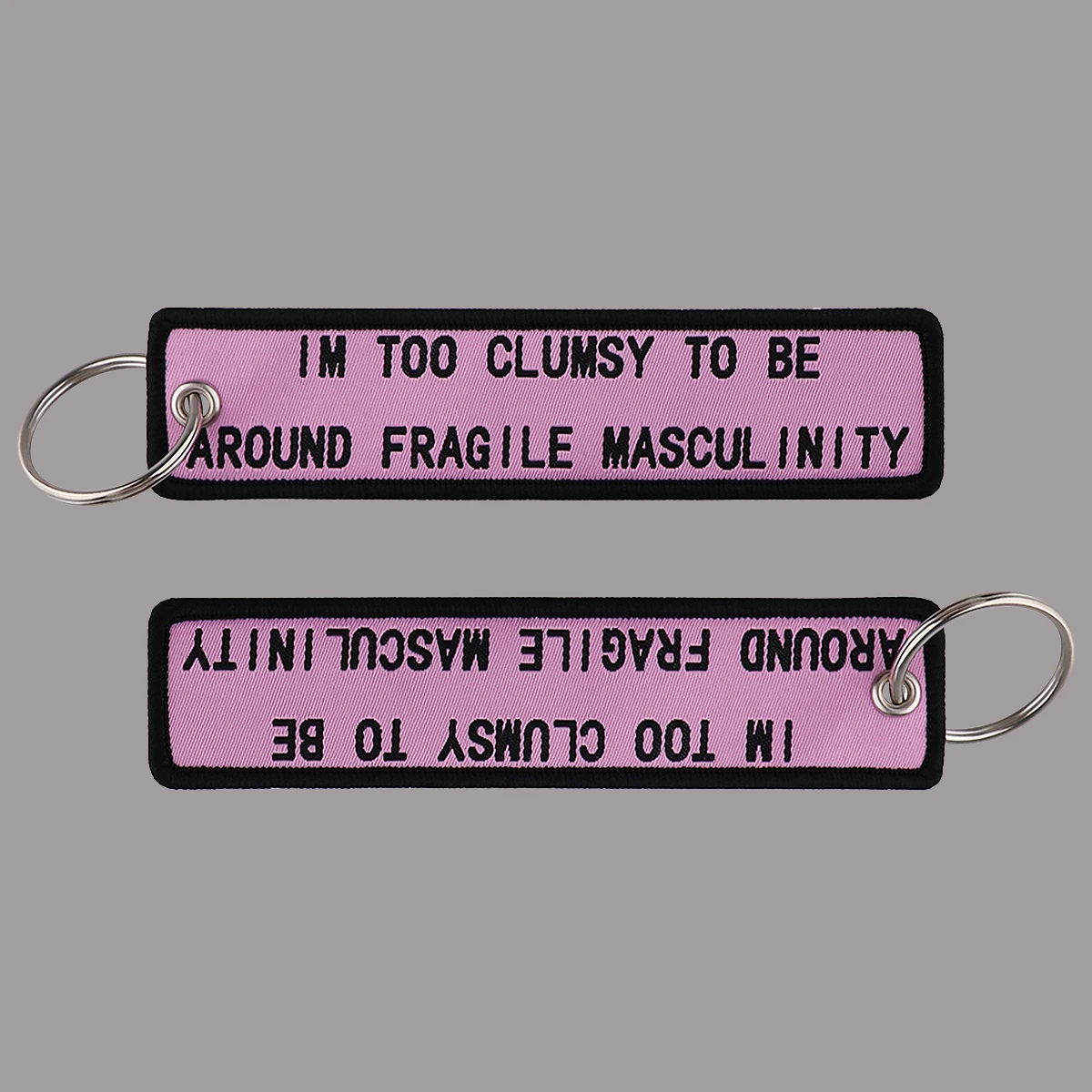 

1pcs Im Too Clumsy Quotation Embroidery Key Fobs Motorcycles Cars Backpack Chaveiro Key Holders Fashion Key Ring Gifts