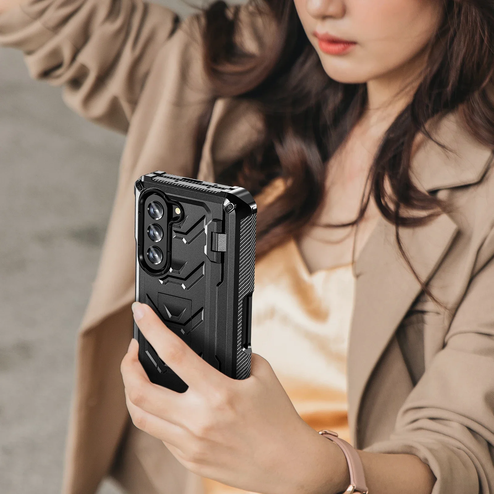 Hard Armour Shockproof Cover For Samsung Galaxy Z Fold 5 Case with Hinge Protection S Pen Slot Kickstand Screen Protector