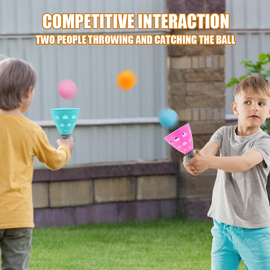 Un juego de 4 pelotas y 2 raquetas para pasar y atrapar, un divertido juguete educativo para deportes al aire libre que los niños aman
