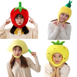 Funny Tropical Pineapple Fruits Plush Hat Christmas Halloween Cosplay Party Costume Cap Winter Headwear Photo Prop