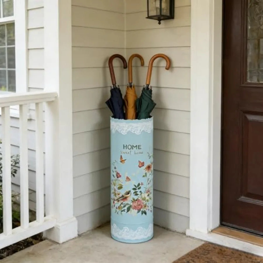 

Vintage Metal Umbrella Holder Rustic Round Umbrella Stand Entryway Decorative Organizer Bucket for Home/Office/Farmhouse - Hold