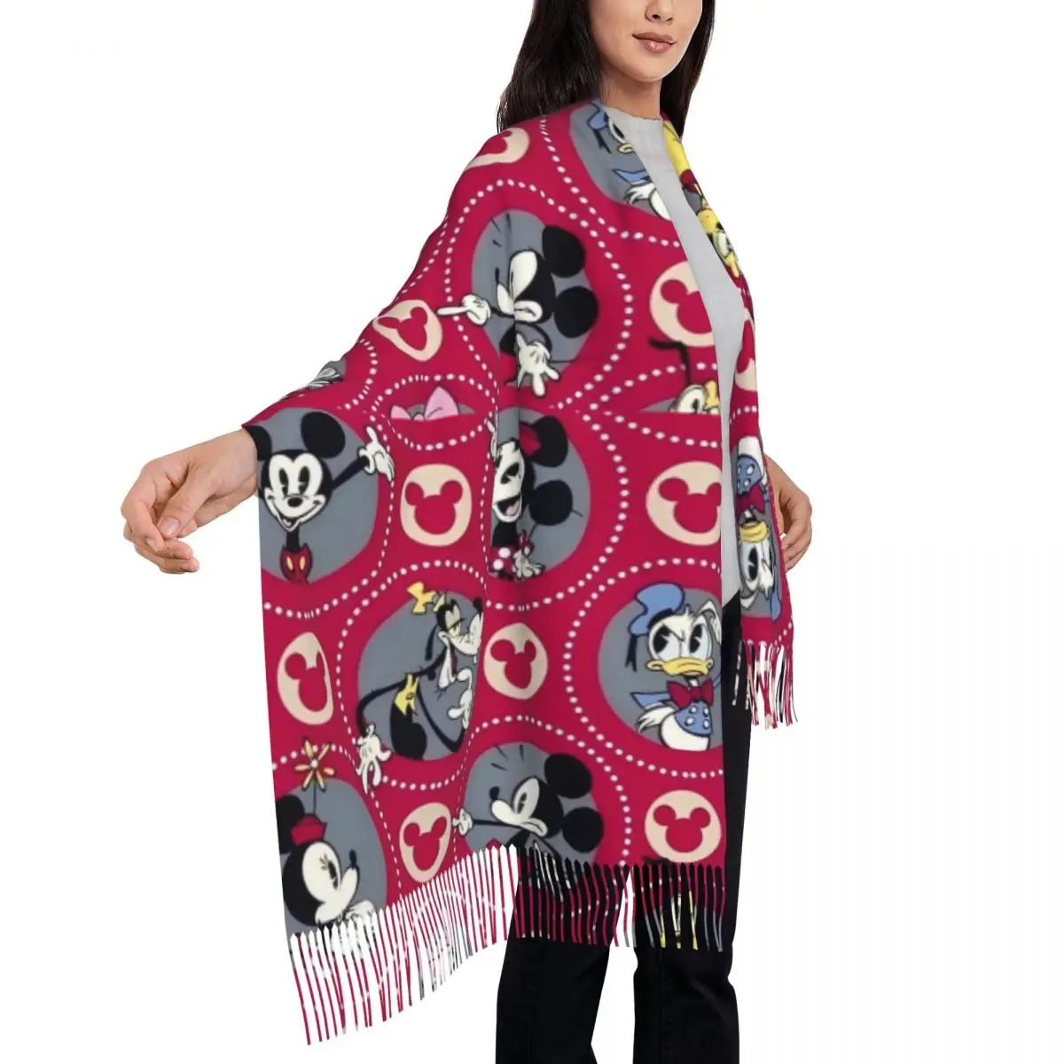 

Minnie Mouse Cartoon Mickey Shawls Wraps Women Winter Warm Large Long Scarf Neckerchief Shawl Scarves