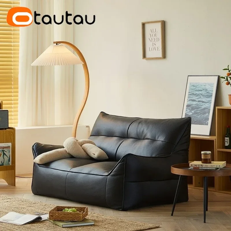 

OTAUTAU 2-seat Faux Leather Bean Bag Cover SF016【No Filler Inside! You Need To Buy Filler By Yourself !】