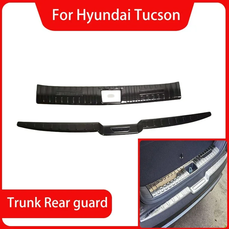 

For Hyundai Tucson NX4 2021-2023 Stainless Black Silver Trim Accessories Car Rear Trunk Protector Plate Anti Hit/Dust sill Cover