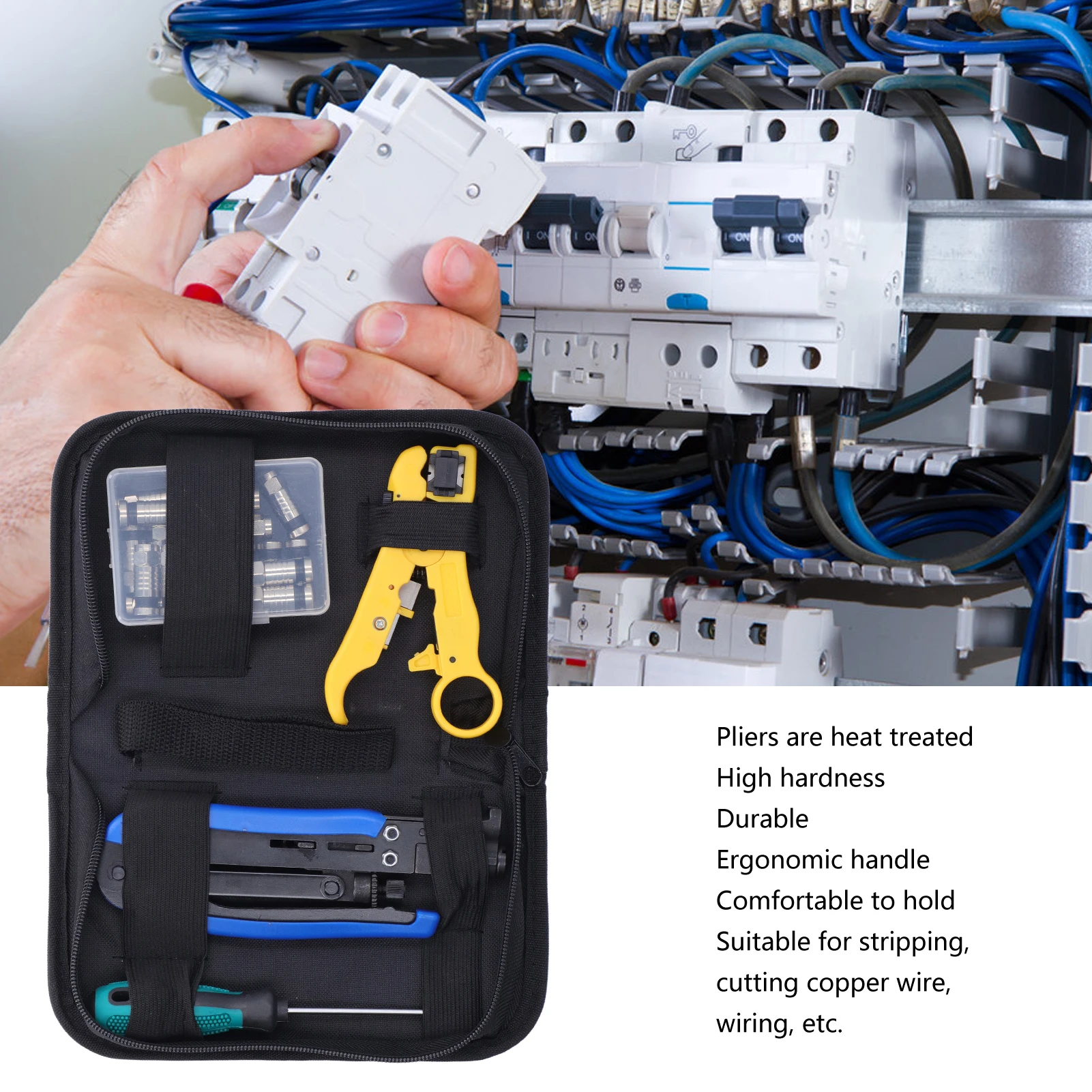Coax Cable Crimper Kit Multifunctional Coaxial Compression Tool Network Toolkit for Stripping Coaxial Compression Tool