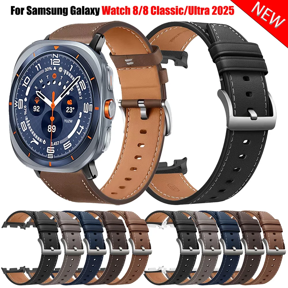 Lederarmband für Samsung Galaxy Watch Ultra 2 (2025), 47 mm Schnellverschlussband für Galaxy Watch 8/8 Classic 40 44 46 mm Armband
