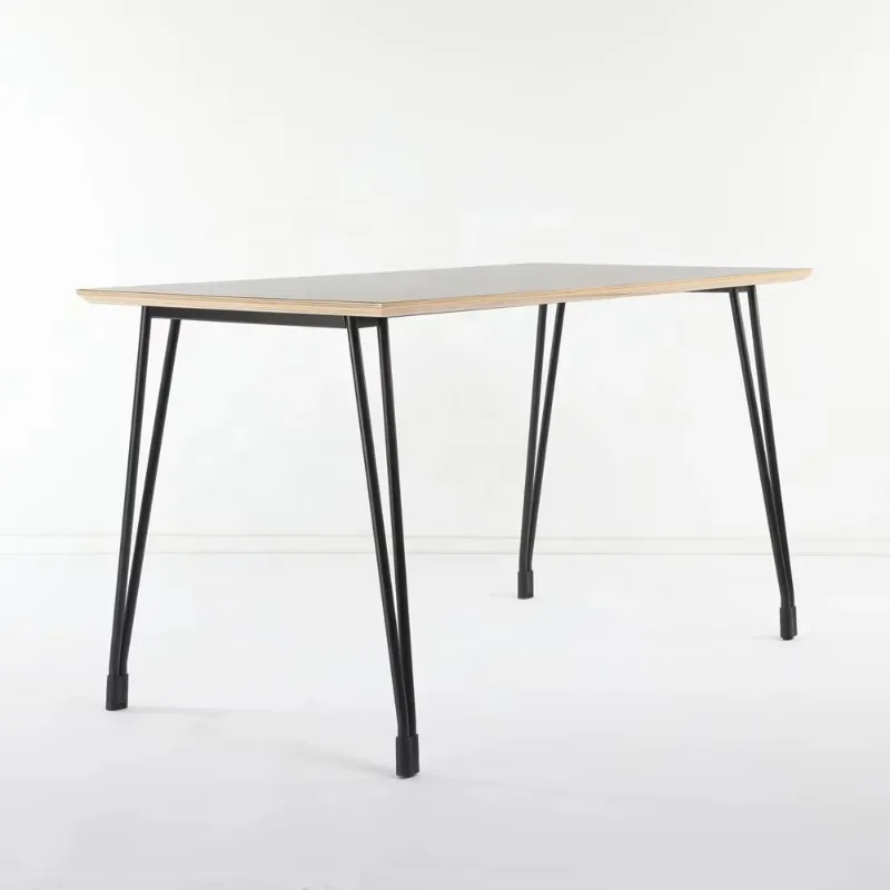 Modern design ANSI/BIFMA standard rectangular dining table with steel metal dining table and chairs, suitable for hotel school