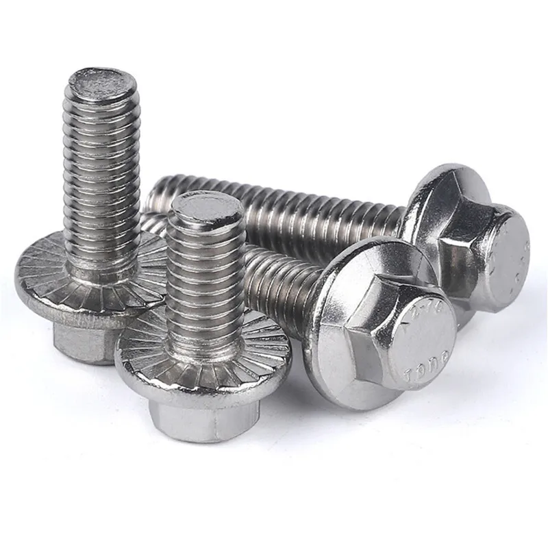 1/10pcs M5 M6 M8 M10 M12 A2-70 304 Stainless Steel GB5787 Hexagon Head with Serrated Flange Cap Screw Hex Washer Head Bolt