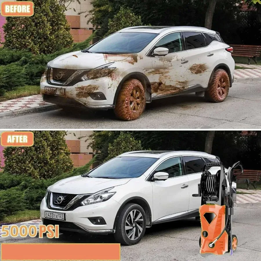 5000PSI غسالة الضغط الكهربائية 2025 مع 2.8GPM مخرج طاقة عالي 4 فوهات ضغط قابلة للتعديل زجاجة صابون متكاملة لـ Ef