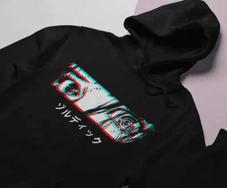 Sad anime girl eyes Hoodie, retro Japanese Aesthetic Hoodie, manga Unisex Hoodie