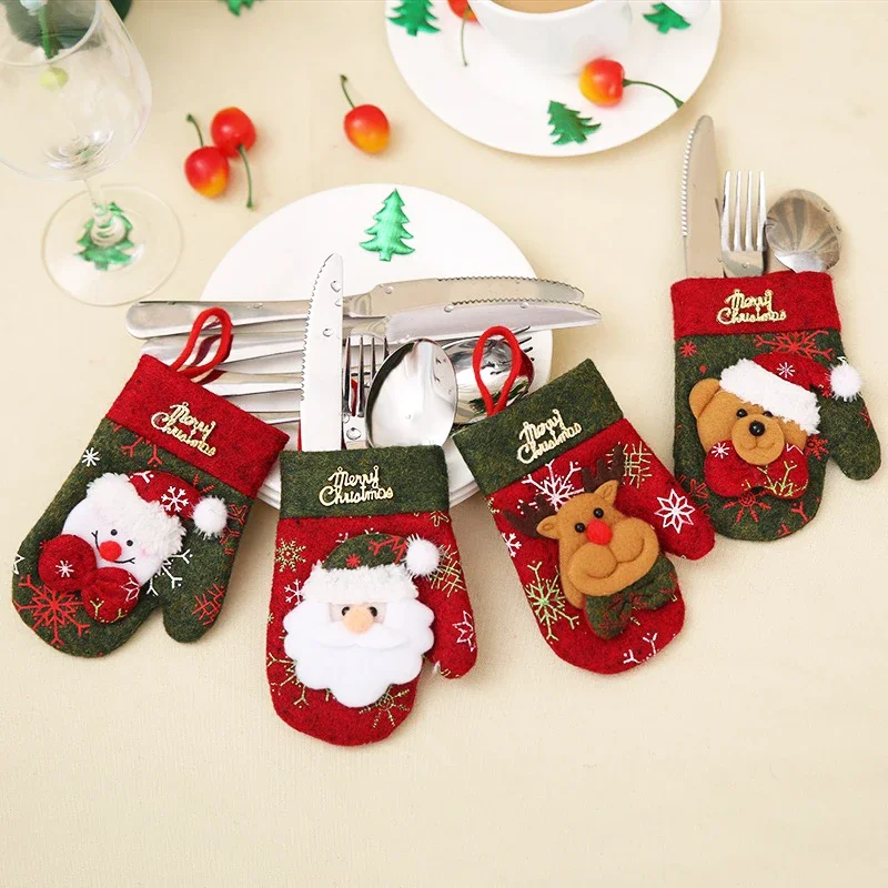 Christmas Decorations Knifes Fork Gloves Bag Holder Home New Year Party Table Dinner Cutlery Christmas Tree Hanging Ornaments