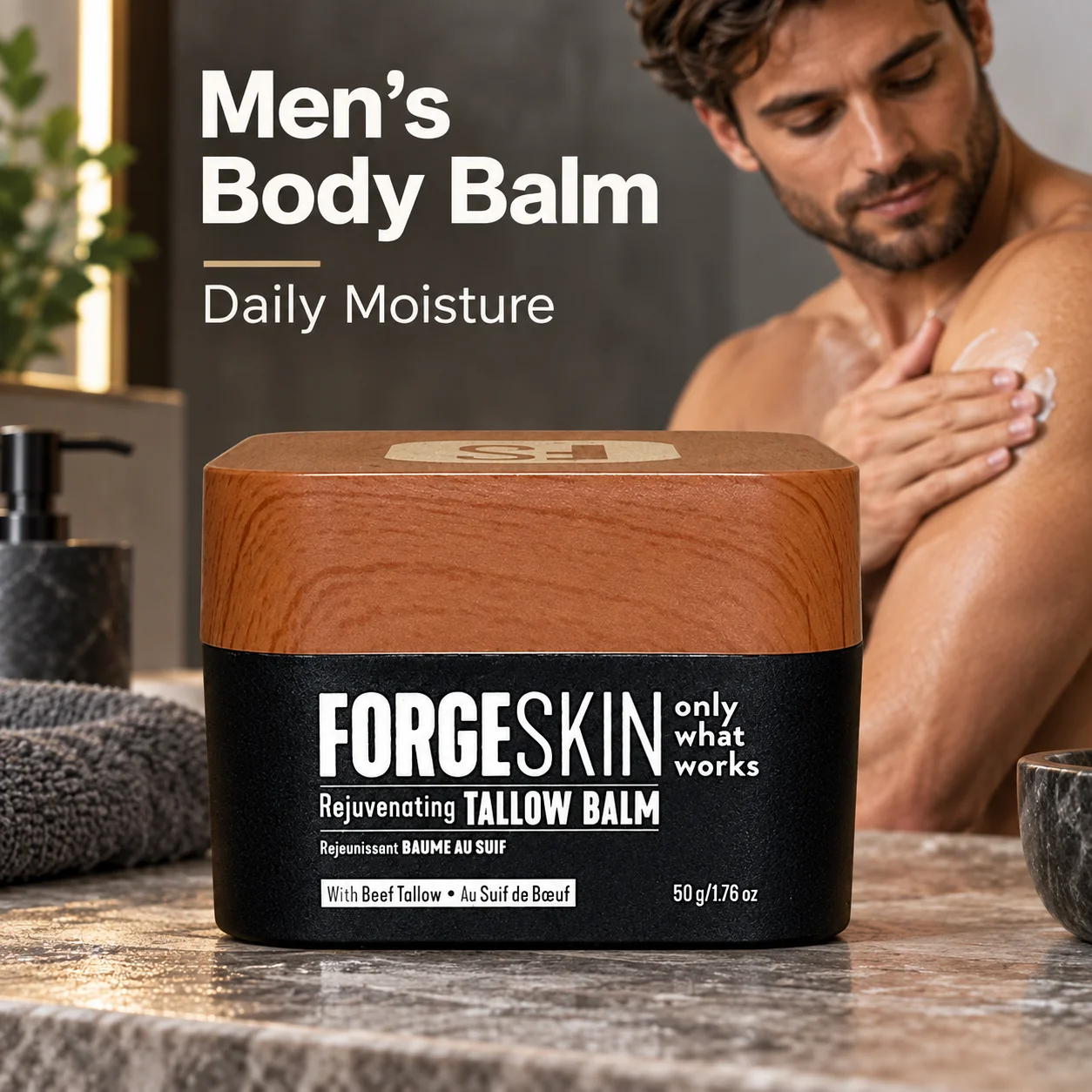 Beef Tallow Body Moisturizer 50g Men's Nourishing Balm with Rich Texture for Dry Skin Comfort and Mature Skin Daily Care Routine