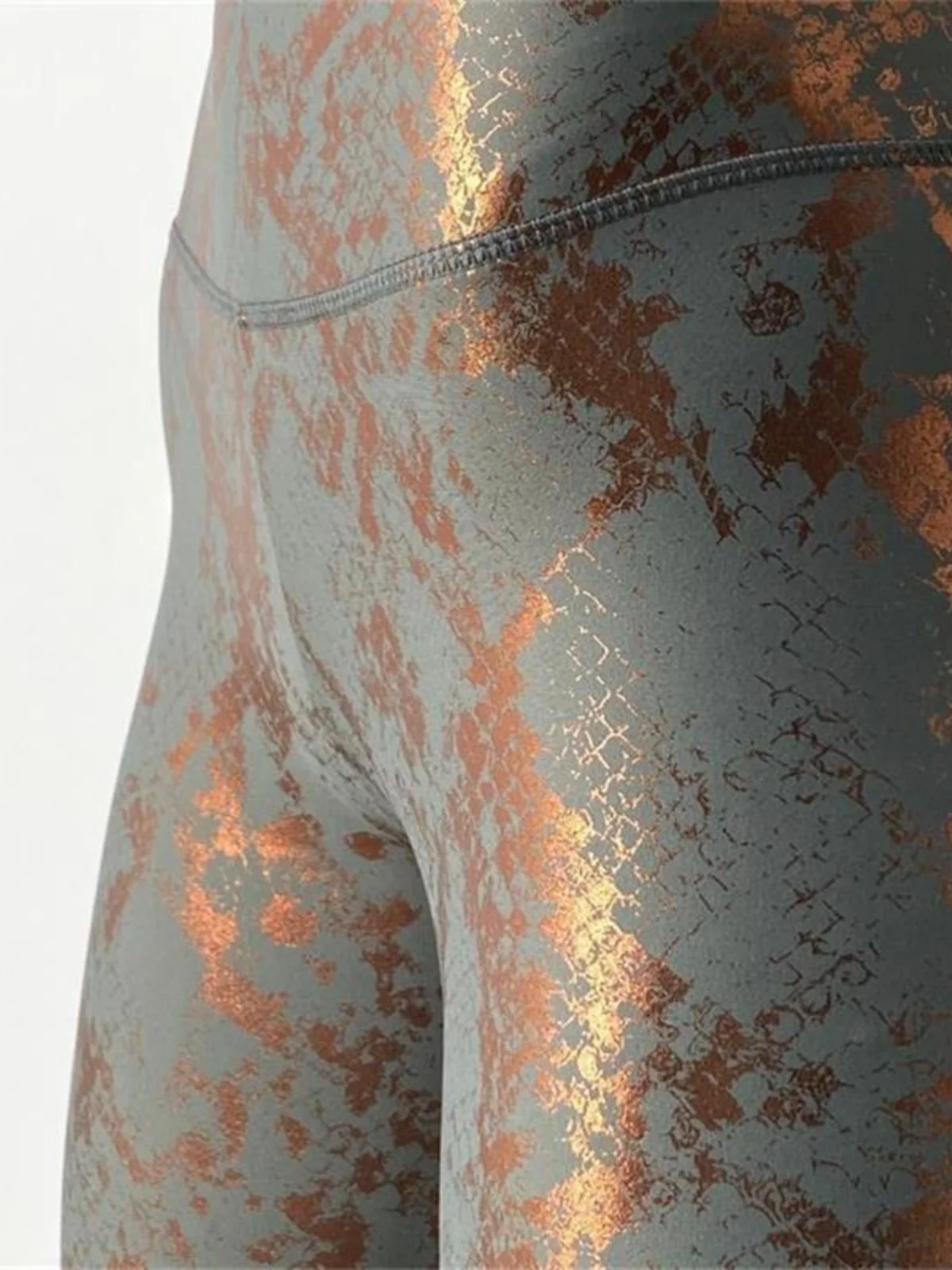 Pantaloni da yoga aderenti in pelle di serpente Gold Emed Pantaloni fitn a vita alta Modello di testa color pesca Abbigliamento sportivo transfrontaliero