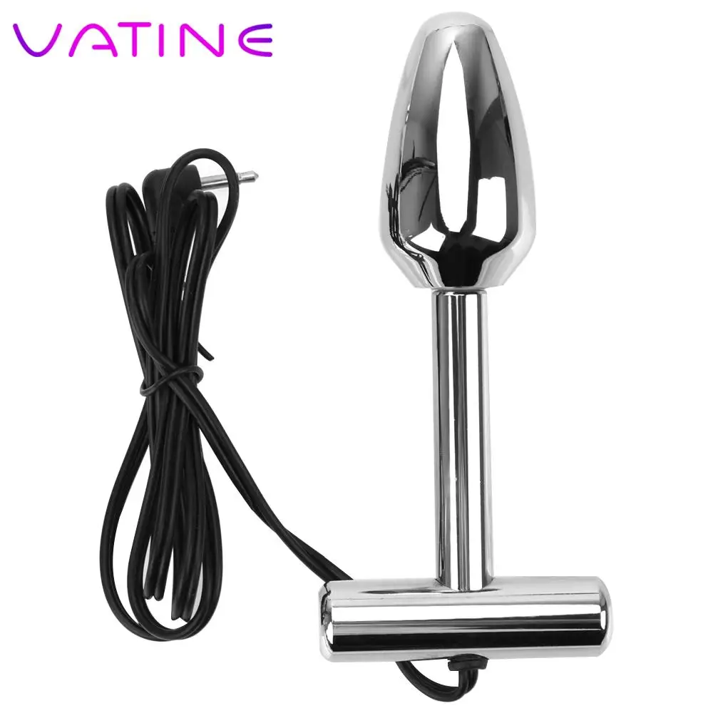 G Spot Metal Anal beads Electrical Stimulation Vaginal Tight Butt Plug Electro Shock Prostate Massage Sex Toy for Women