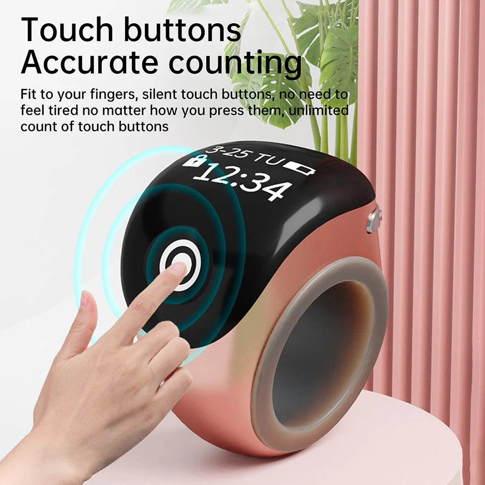 S7Pro/S8pro LCD Digital Counter Touch Control Finger Counters Type-C Smart Ring Three-speed Adjustable Electronic Tally Counter