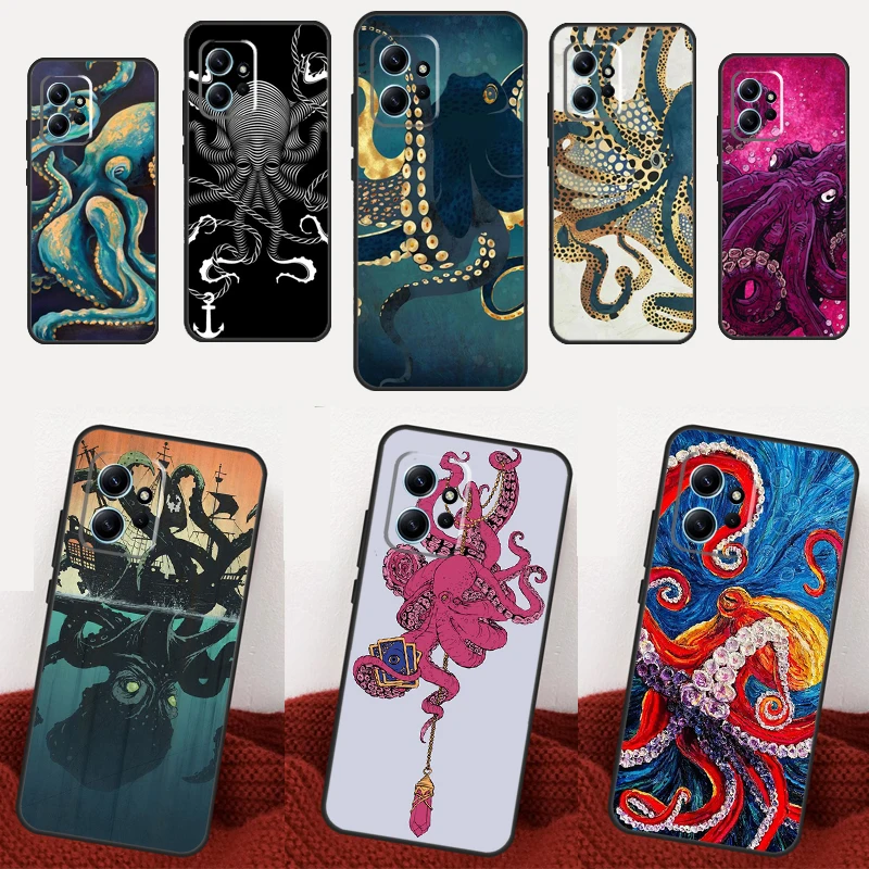 Octopus Walking For Redmi Note 12 12S 11 11S Case For Redmi Note 10 8 9 Pro 9S 10S 9A 9C 10A 10C 12C Cover