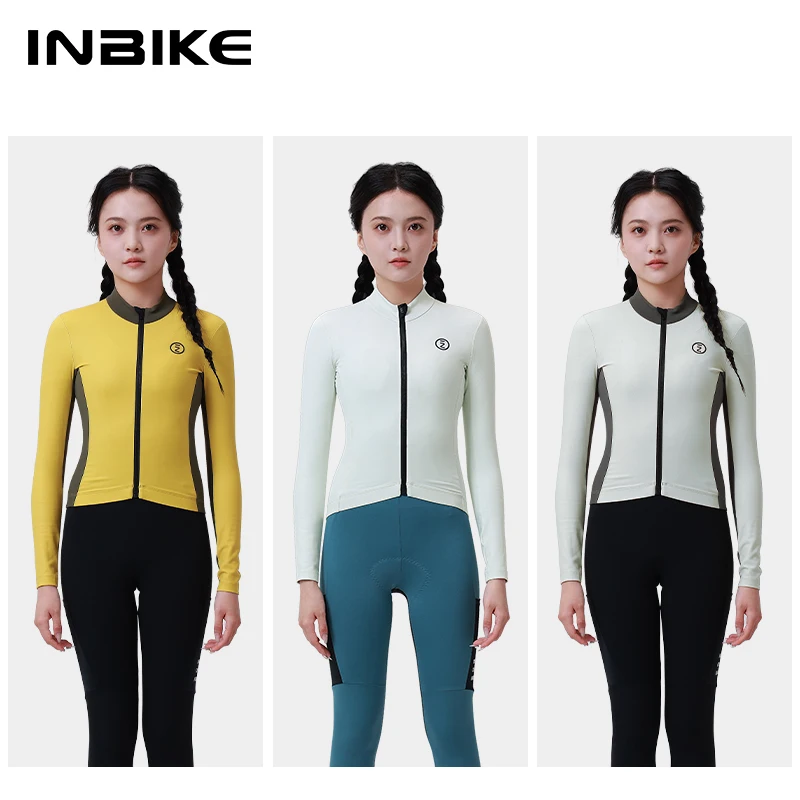 INBIKE Winter Cycling Jersey Women's Thermal Fleece Cycling Clothing Mountain Bike Long Sleeve Thermal Top Road Cycling Jacket