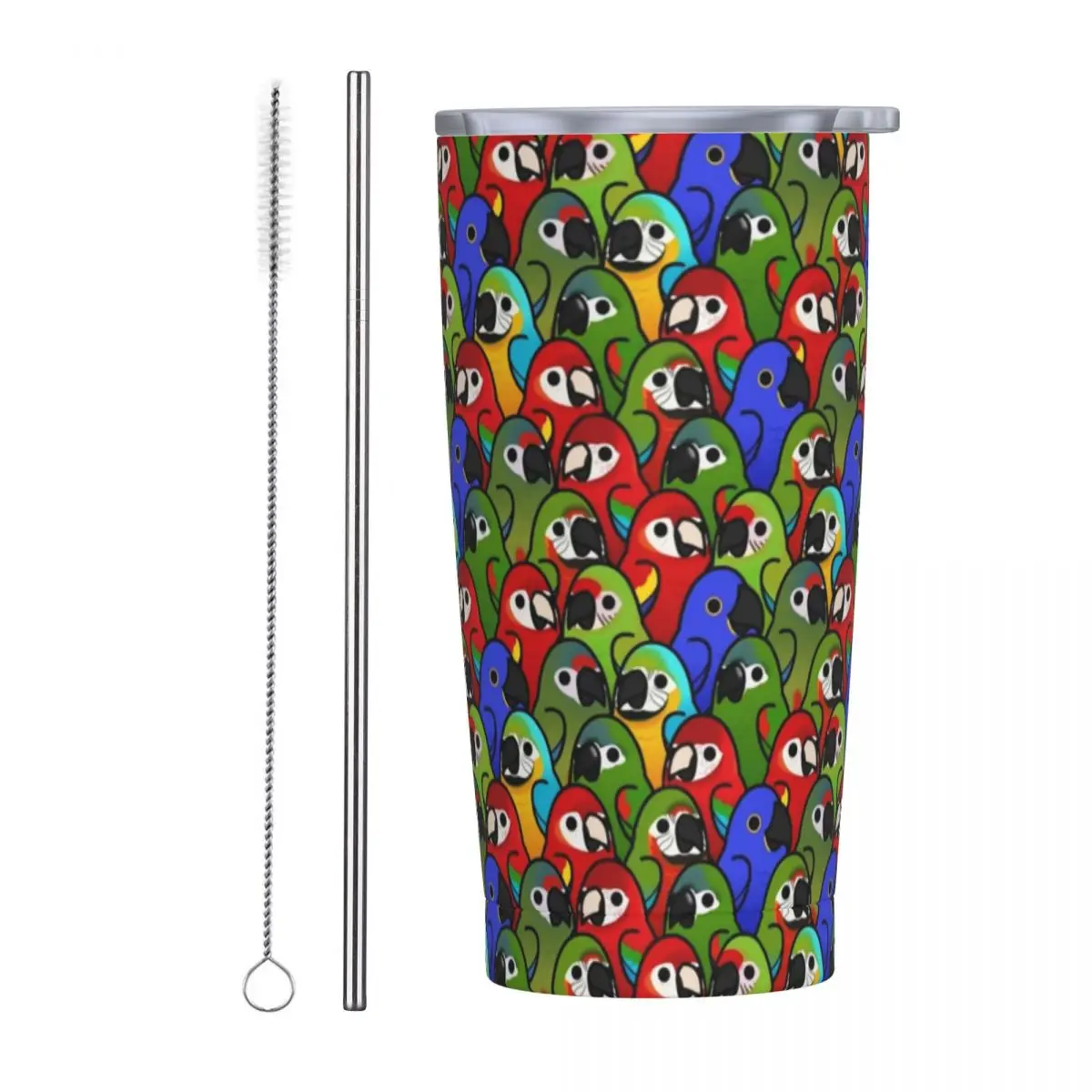 Macaw Bird Insulated Tumbler with Straws Parrots Cockatiel Animal Vacuum Coffee Mugs Outdoor Portable Thermos Bottle Cups, 20oz