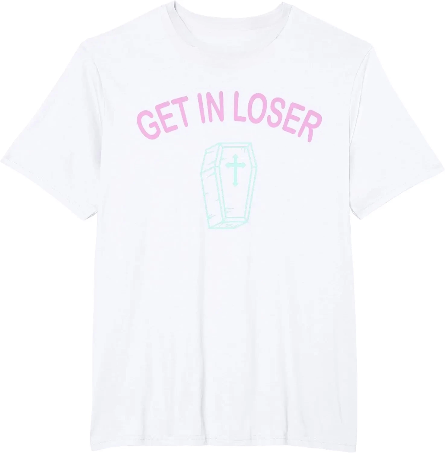 Creepy Pastel Goth Soft Goth Emo Evil Get in Loser Coffin T-Shirt Women Gothic Graphic Y2k Clothes Ropa De Mujer Free Shipping