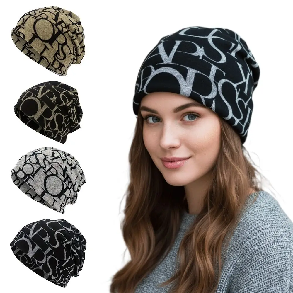 Contrasting Colors Pullover Hat Multifunctional Plaid Print Casual Hedging Cap Scarf Pullover Hat Turban Hats Autumn and Winter