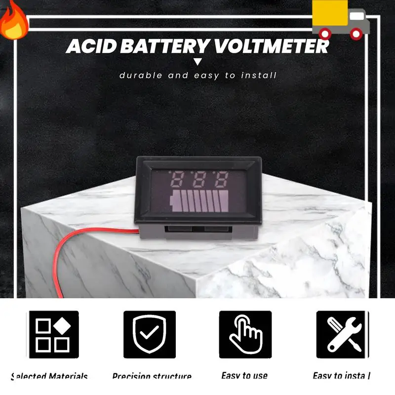 

12V ACID Lead Battery Capacity Indicator Charge Level LED Tester Blue Voltmeter