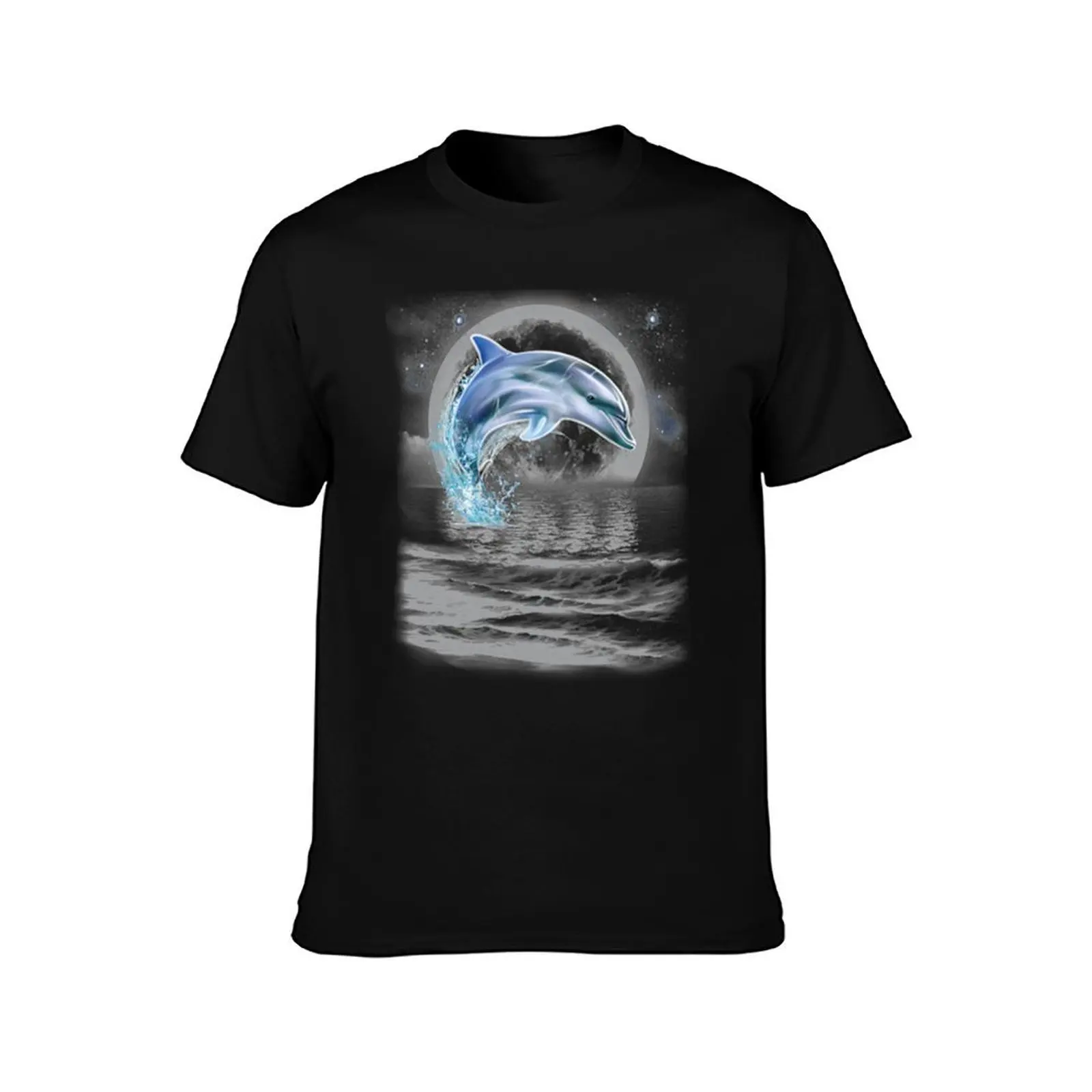 Dolphin Dancing in Moonlight T-Shirt Sweat Resistant Workout Tee Shirt