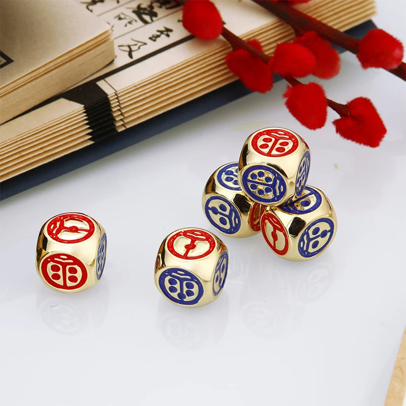 5PCS/1Set Metal Dice Set Beetles Game Dice Six Sided Decider Board Game Acessorios 16mm 2