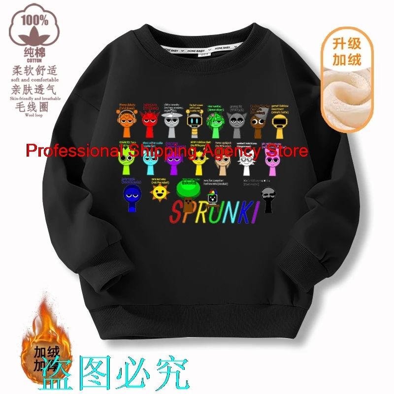 Sprunki Hoodies Pure Cotton Clothes Incredibox Hoodies  Winter Sweatshirt  For Children's Cartoon Sprunki Hoodies Sweatshirt