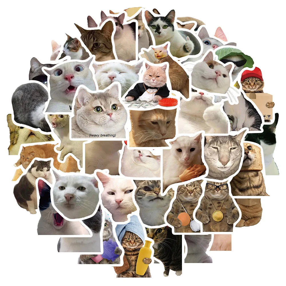 10/30/50PCS New DIY Cat Cartoon Personality Creative Computer Luggage Water Cup Car Decoration Waterproof Sticker Wholesale