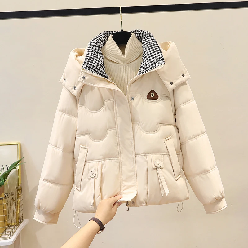 

Женское хлопковое пальто Or Cotton Jaet 2024, зимняя новая корейская версия, свободное пуховое хлопковое пальто, модное маленькое хлопковое пальто...