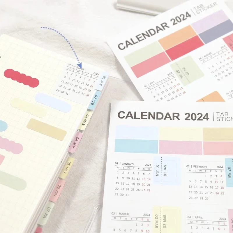 2025 Calendar Stickers Multifunction Notebook Index Stickers Annual Journal Planner Label Tags Korean Stationery