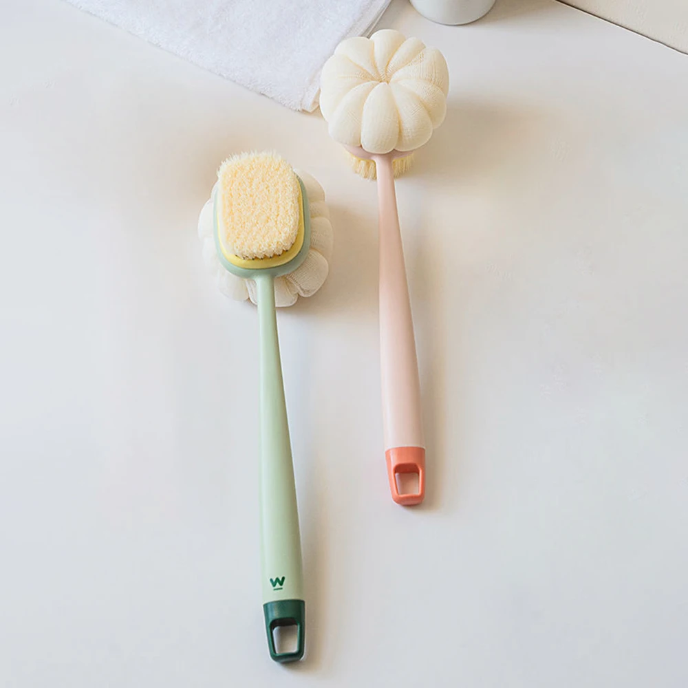 Double Sided Scrubbing Tool Bath Brush Long Handle Soft Fur Bath Brush Detachable Scrubbing Towel Strong Back Rubbing