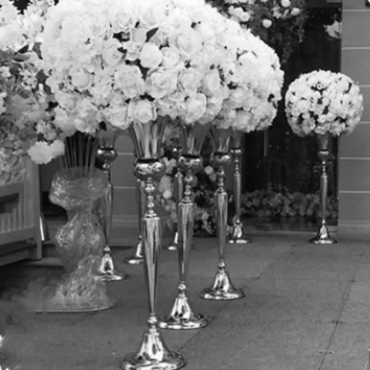 10pcs / 98cm) Gold Metal  Flower Vase Column vase gold centerpieces For Wedding stage  Event Party Decoration