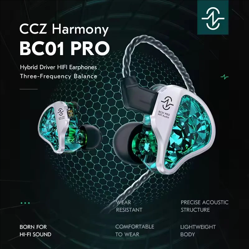 

CCZ BC01 PRO DD&BA Гибридные проводные наушники-вкладыши с монитором Hi-Fi IEM наушники со съемным OFC для музыкантов, аудиофильских игр