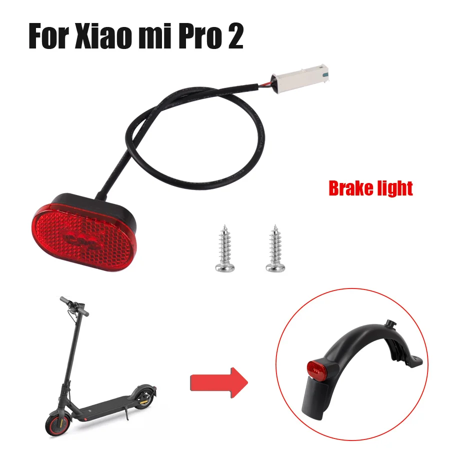 Electric Scooter Rear Mudguard Taillight for Xiaomi M365 Pro /Pro 2 Stoplight Warning Lamp Waterproof Brake Lights Fender Parts