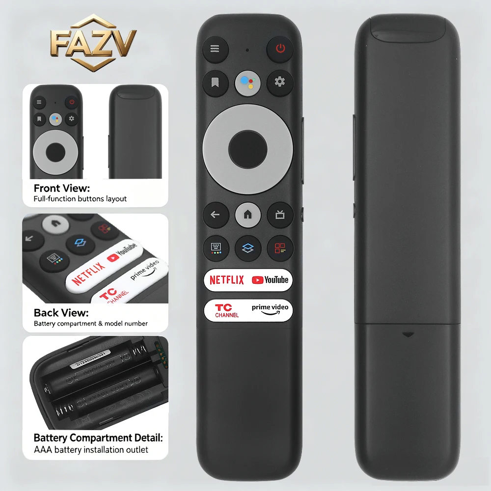 FAZV Voice Remote for TCL RC902N FMR1 50/55/65/75S546 Mini LED QLED 4K UHD Smart TV