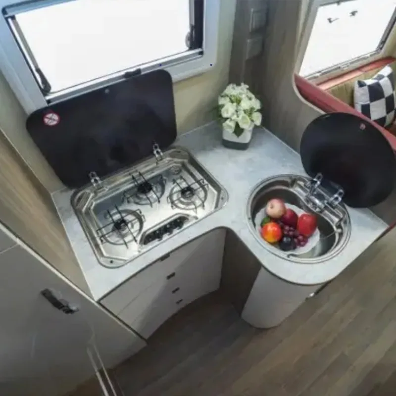 Piano cottura a gas propano Fornello in acciaio inossidabile a 3 fuochi con accensione automatica per campeggio RV Camper Car Upgrade Essential