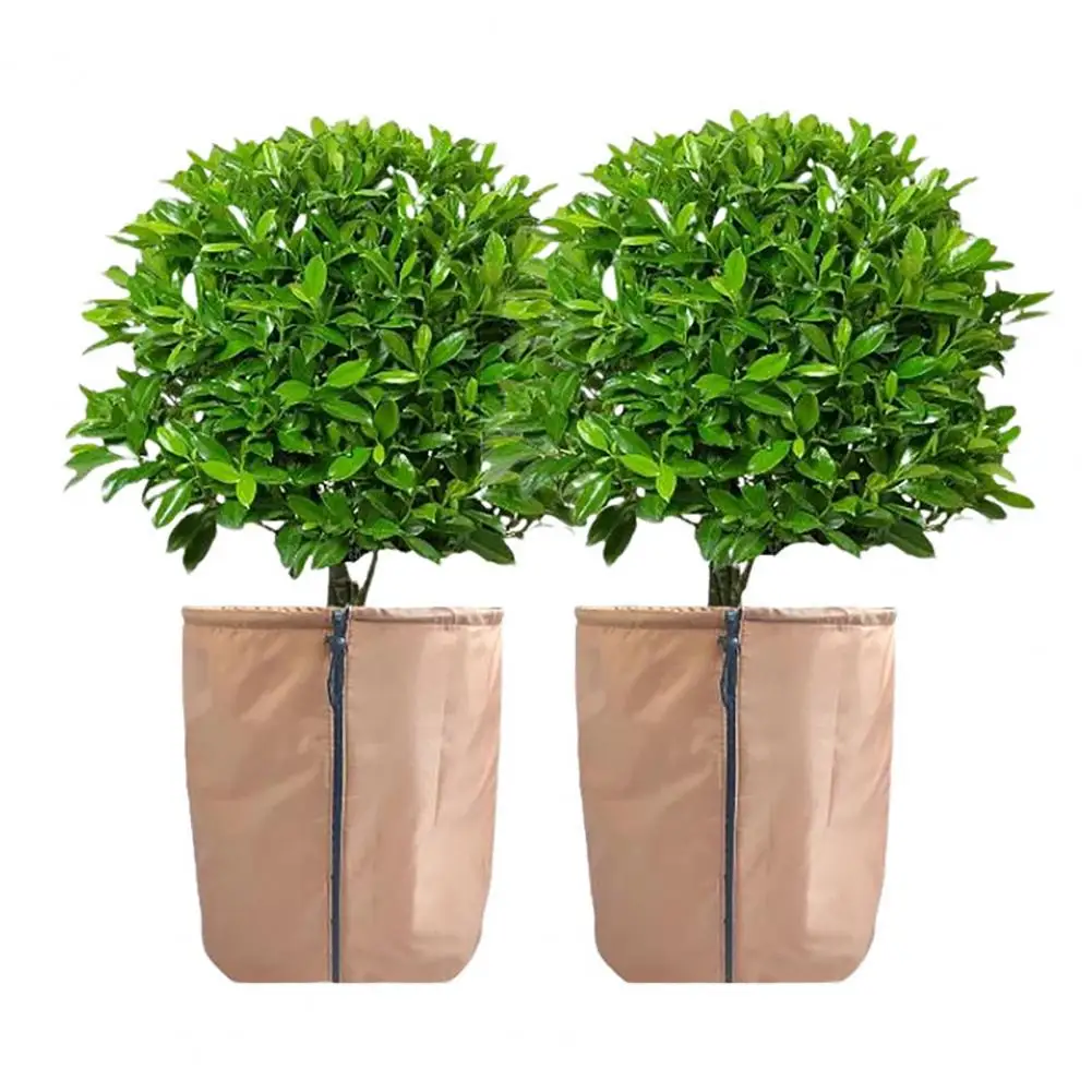 Planter Insulation Cover, Zippered Flower Pot Insulation Wrap Winter Protection Bag with Drawstring for Outdoor Potted Plants