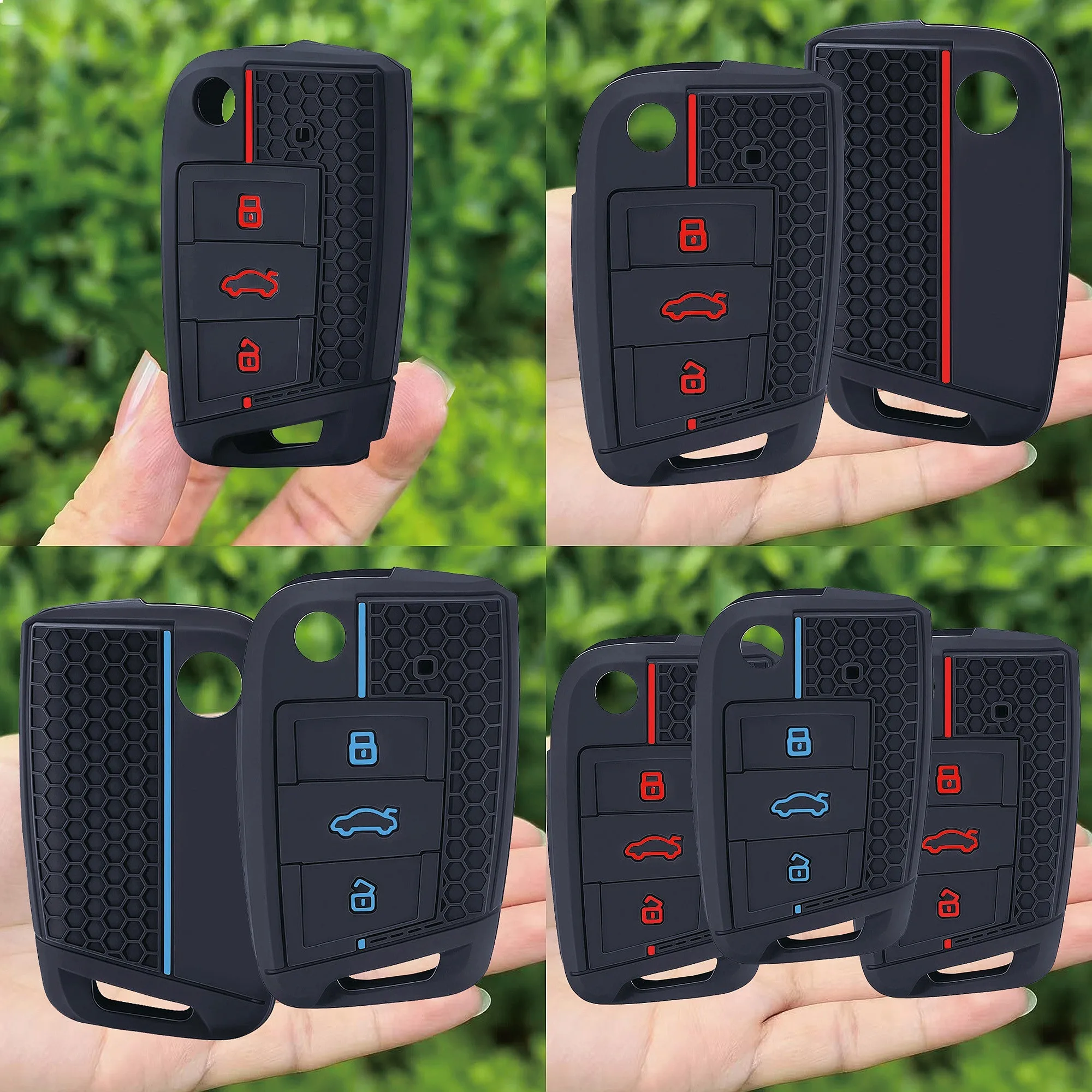 Car Silicone Key Fob Cover Case For VW Golf 7 MK7 Tiguan MK2 T-Roc T-Cross Skoda Octavia Kodiaq Seat Leon