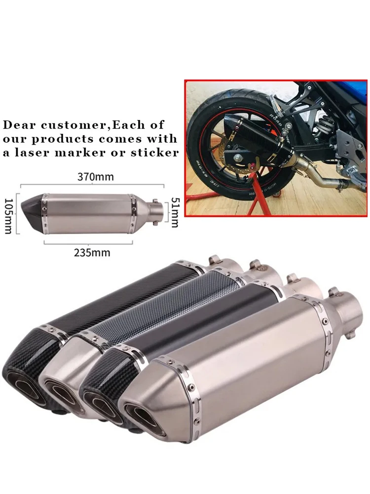 AliExpress NONE CH MOTOR slip on 38-51mm Universal Motorcycle Exhaust Escapes Para Motos 370mm Stainless Steel For ATV Street Bike