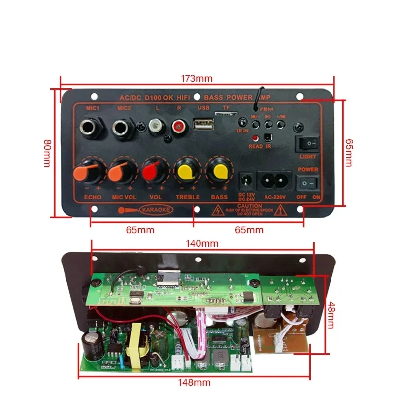 D100 BT เครื่องขยายเสียงคาราโอเกะลําโพงซับวูฟเฟอร์ Bass Hifi Amplificador Board เครื่องขยายเสียง 100W สําหรับรถบ้าน