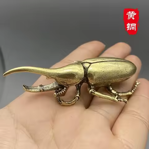 Solid Brass Insect Beetles Figurines Miniatures Tea Pet Funny Beetle Crafts Collection Desktop Small Ornaments Home Decorations