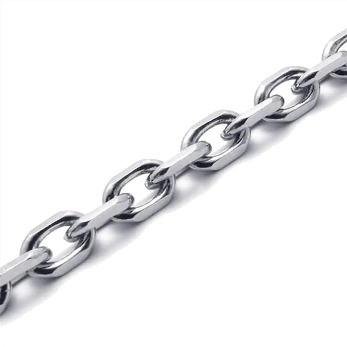 bigger 5X Velvet Bag Jewelry Men's Women's Chain, Stainless Steel Necklace, Silver Color, Width 3 mm, Length 55 cm