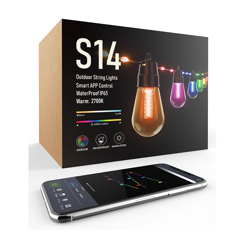 RSH Hot Sale S14 Smart String Lights RGB LED Bulbs For Outdoor Garden Parties Waterproof Christmas Decorations Smart Home