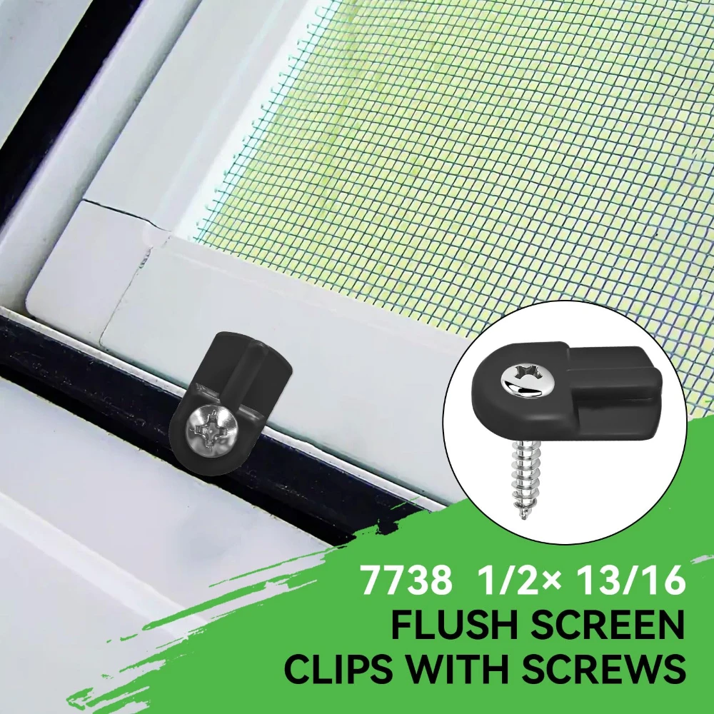 Flush Window Screen Holder Clips with Screws Storm Window Clips Nylon Clips for Fastens Window Screens Storm Door Panels 12-30PC
