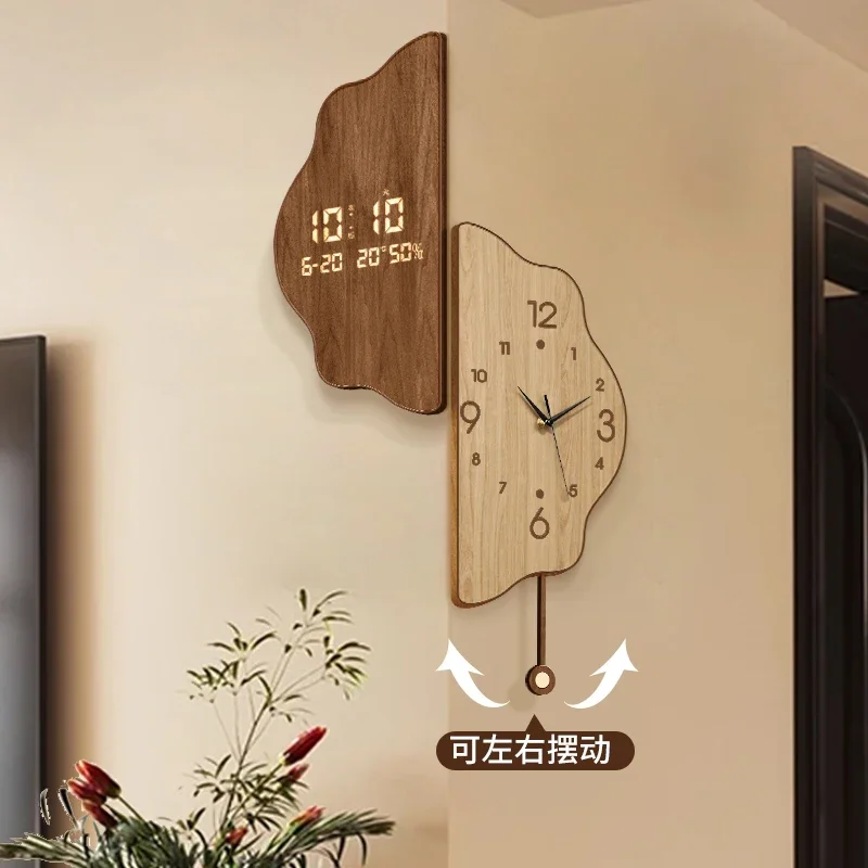 Clock digital display clock, artistic double-sided clock, creative angling corners