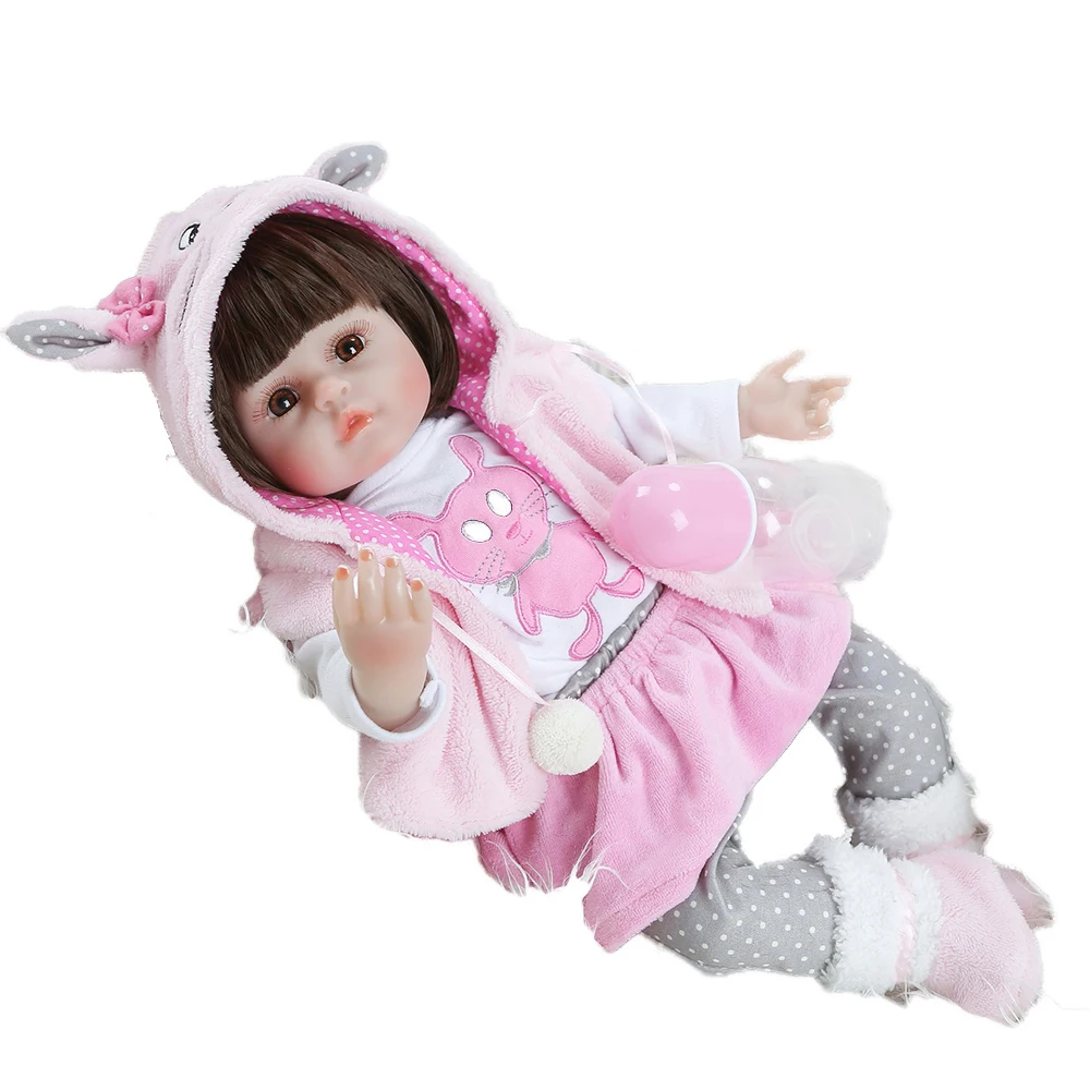 simulation baby 46cm 18inch soft cloth body lifelike doll girl Festival birthday gift Dress up game accompany toy Reborn doll