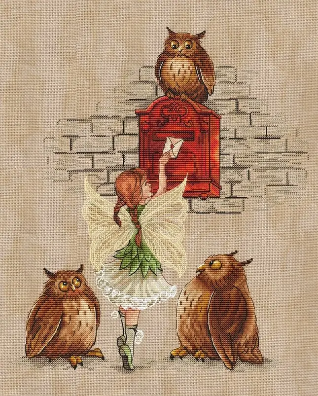 

The Genie And The OWL 38-42 Cross Stitch Kit Package Greeting Needlework Counted Kits New Style Joy Sunday Kits Embroidery