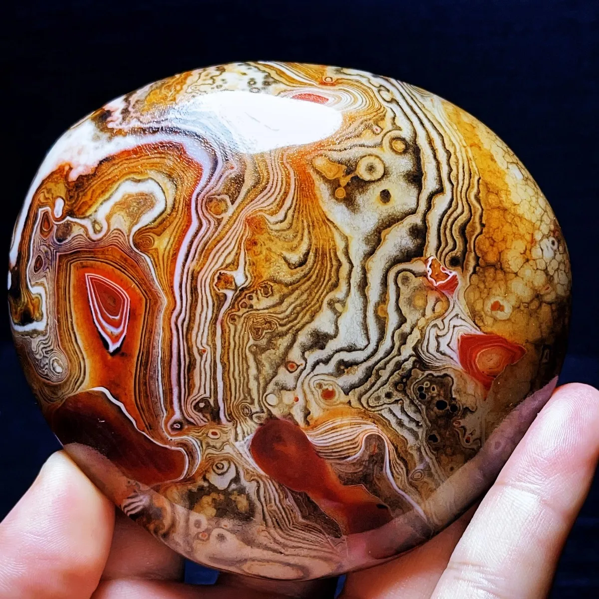 Gift Stone Decor Stone Banded Agate, Tumbled Polished Stone, Table Decor, Natural Stone, Crystal Collection, Desk Decor