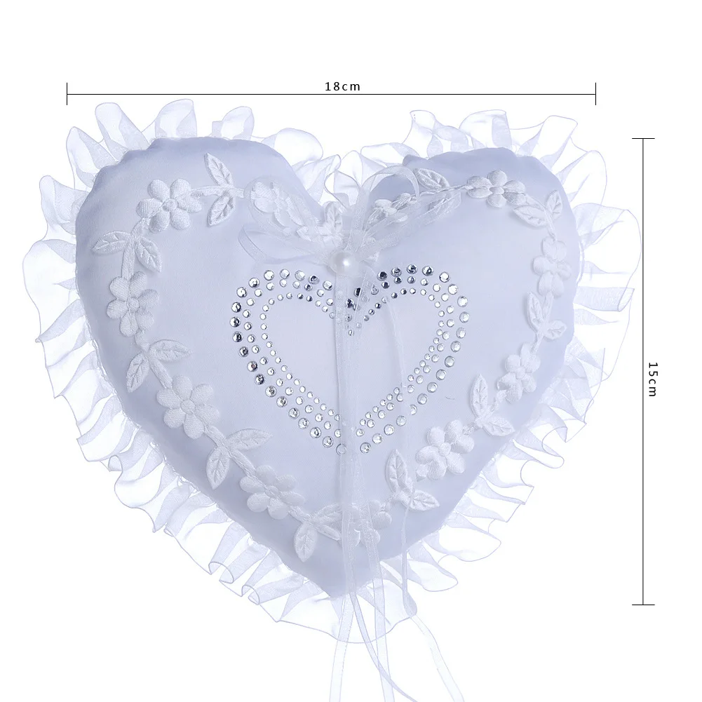 Heart shaped Wedding Ring Box with White Lace Edge Ring Pillow European and American Ring Box Wedding Supplies